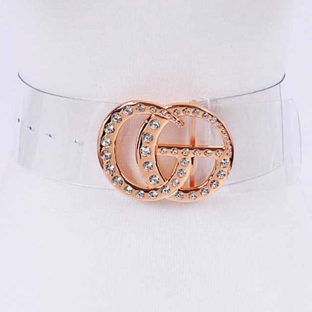 J Elise Boutique Clear Logo PVC Belt - Picture 3 of 6